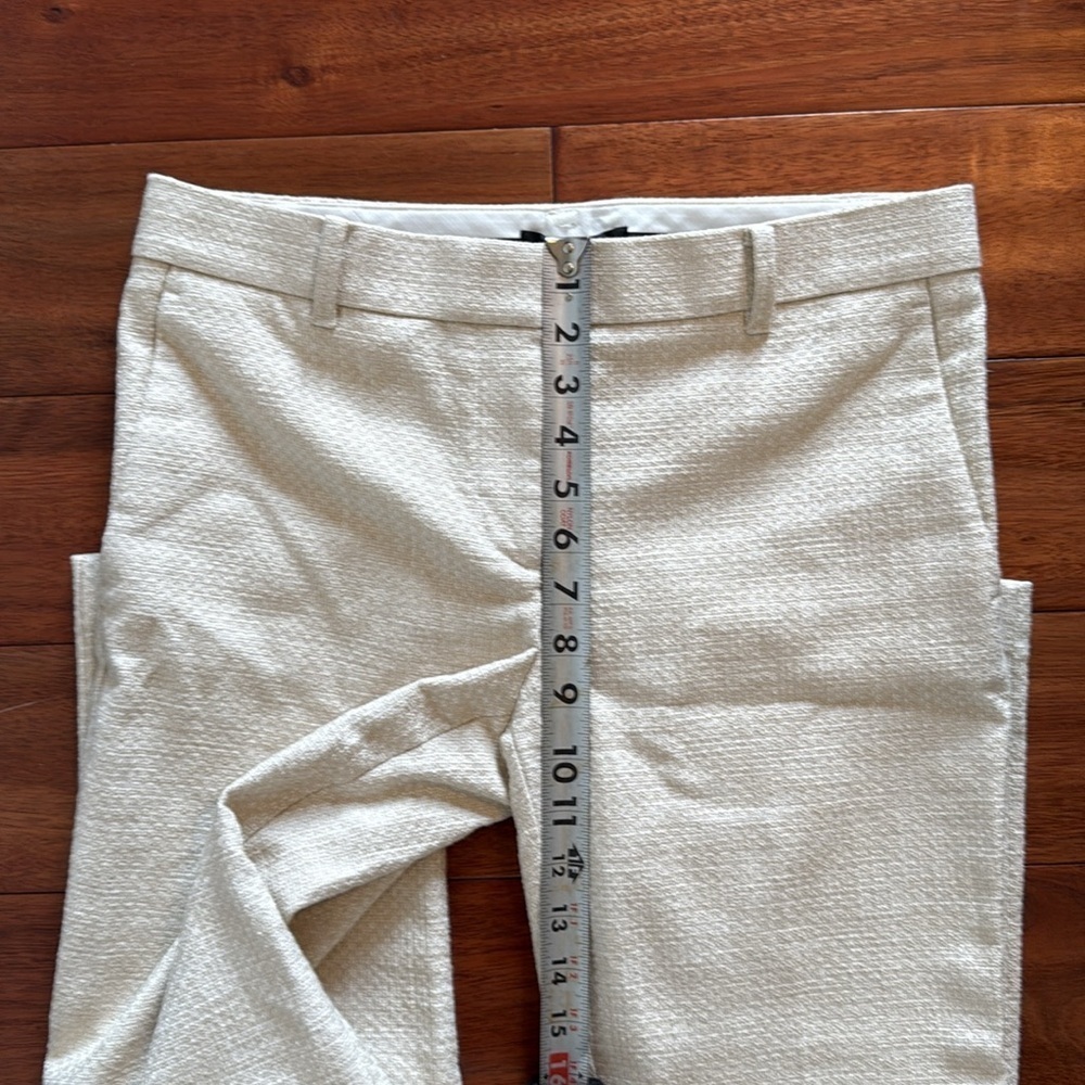 Ann Taylor Ankle Pants 4 Cream Beige Textured Tweed Cotton Blend Pockets Classic - Picture 7 of 8